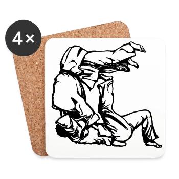 Judo Tomoe Nage Design with Judokas - Coasters (set of 4) - white - Front