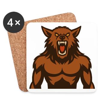 Wolfsbrüller Monstermotiv - Untersetzer (4er-Set) - Weiß - Vorne