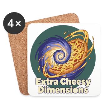 Extra Cheesy Dimensions Pizza - Coasters (set of 4) - white - Front