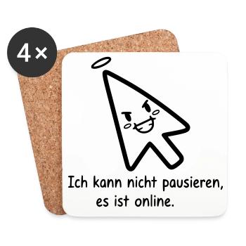 Kann nicht pausieren | Lustiger Online Gamer Spruc - Untersetzer (4er-Set) - Weiß - Vorne