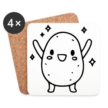 Patate douce douce | Légumes kawaii - Dessous de verre (lot de 4) - blanc - Devant