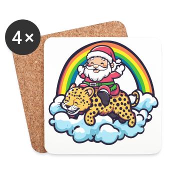 Père Noël léopard Noël - Dessous de verre (lot de 4) - blanc - Devant