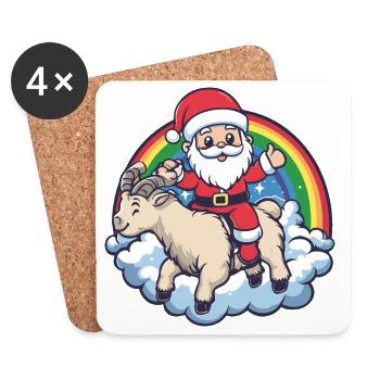 Chèvre de montagne Père Noël Noël - Dessous de verre (lot de 4) - blanc - Devant