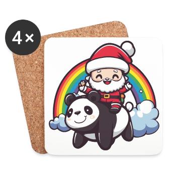 Panda Père Noël Noël - Dessous de verre (lot de 4) - blanc - Devant