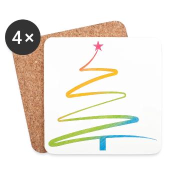 Rainbow Spiral Christmas Tree - Coasters (set of 4) - white - Front