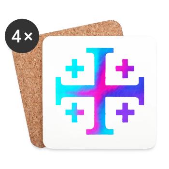 Croix de Kairos (Croix de Jérusalem) – Ciel étoilé - Dessous de verre (lot de 4) - blanc - Devant