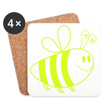 Abeille Dessin animé - Dessous de verre (lot de 4) - blanc - Devant