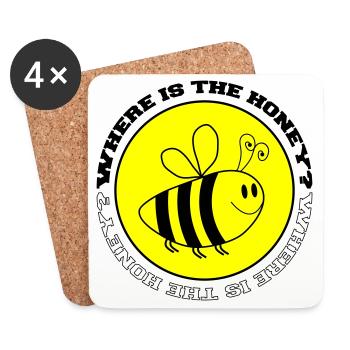 Abeille Où est le miel ? - Dessous de verre (lot de 4) - blanc - Devant