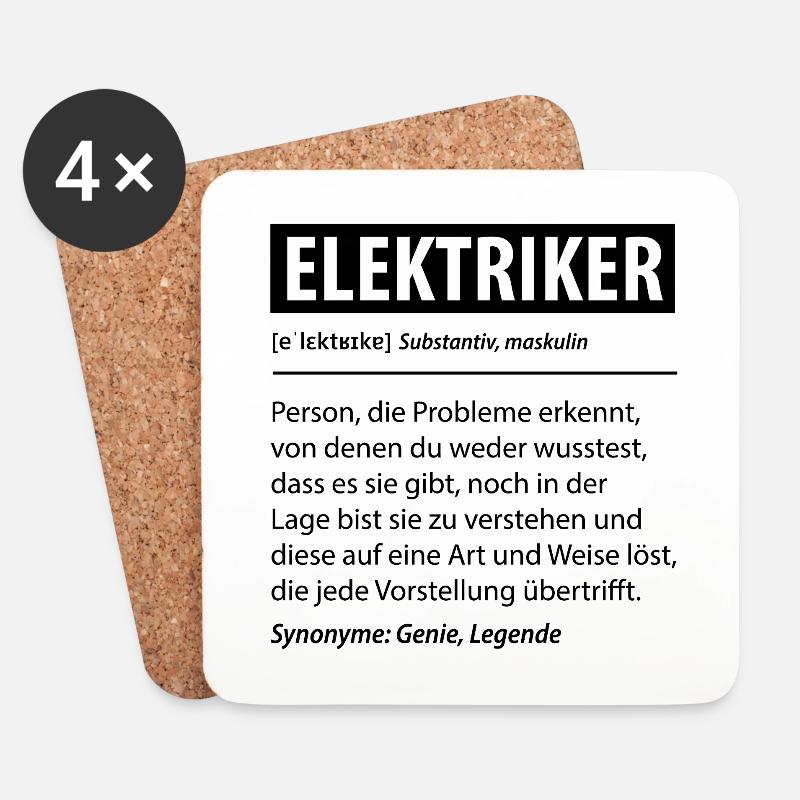 Elektriker Strom Experte Beruf Lustige Geschenk - Untersetzer (4er-Set) - Weiß