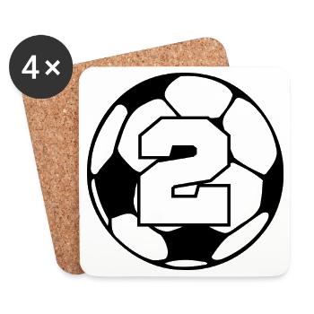 Numéro 2 football - 2e anniversaire  - Dessous de verre (lot de 4) - blanc - Devant