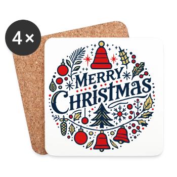 Merry Christmas 3 - Coasters (set of 4) - white - Front