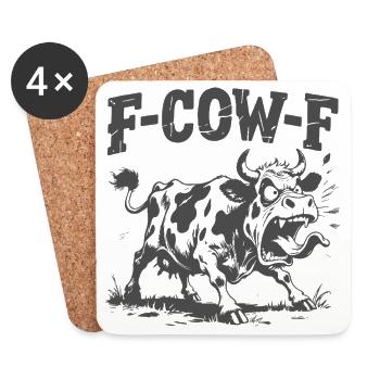 vache en colère drôle sarcasme chemise ferme - Dessous de verre (lot de 4) - blanc - Devant