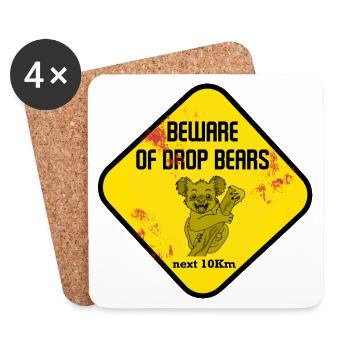 Warnschild Drop Bears - Untersetzer (4er-Set) - Weiß - Vorne