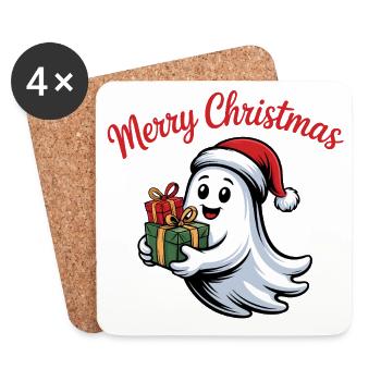 Weihnachtsgeist mit Geschenken - Dessous de verre (lot de 4) - blanc - Devant