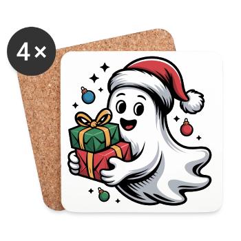 Weihnachtsgeist mit Geschenken - Dessous de verre (lot de 4) - blanc - Devant