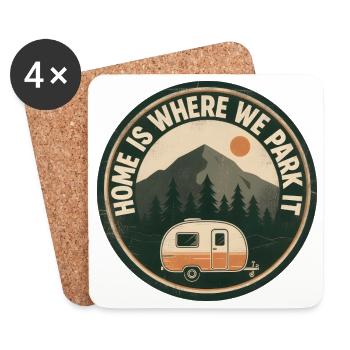 Camper Camping Home est l’endroit où nous le garons - Dessous de verre (lot de 4) - blanc - Devant
