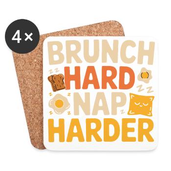 Brunch Hard Nap Harder Funny Breakfast Saying - Coasters (set of 4) - white - Front