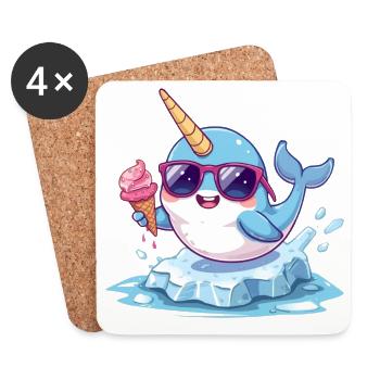 narval_glace - Dessous de verre (lot de 4) - blanc - Devant