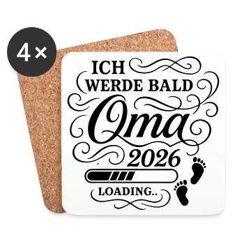 Ich werde bald Oma 2026 - Untersetzer (4er-Set) - Weiß - Vorne