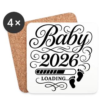 Baby 2026 loading - Coasters (set of 4) - white - Front