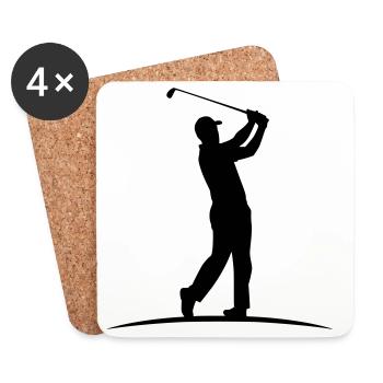 Illustration de silhouette de golfeur - Dessous de verre (lot de 4) - blanc - Devant