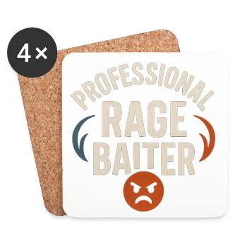 Professional Rage Baiter, Funny Saying  - Coasters (set of 4) - white - Front