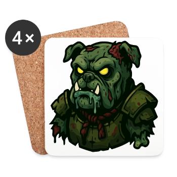 Untoter Bulldoggen-Krieger - Untersetzer (4er-Set) - Weiß - Vorne