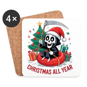 Grim Reaper Weihnachten - Untersetzer (4er-Set) - Weiß - Vorne