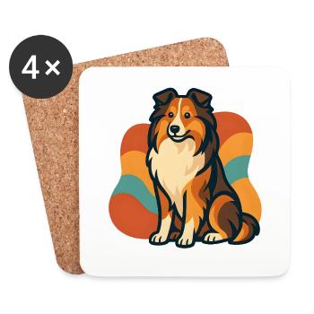 Chien de berger Shetland vibrant Sunburst - Dessous de verre (lot de 4) - blanc - Devant