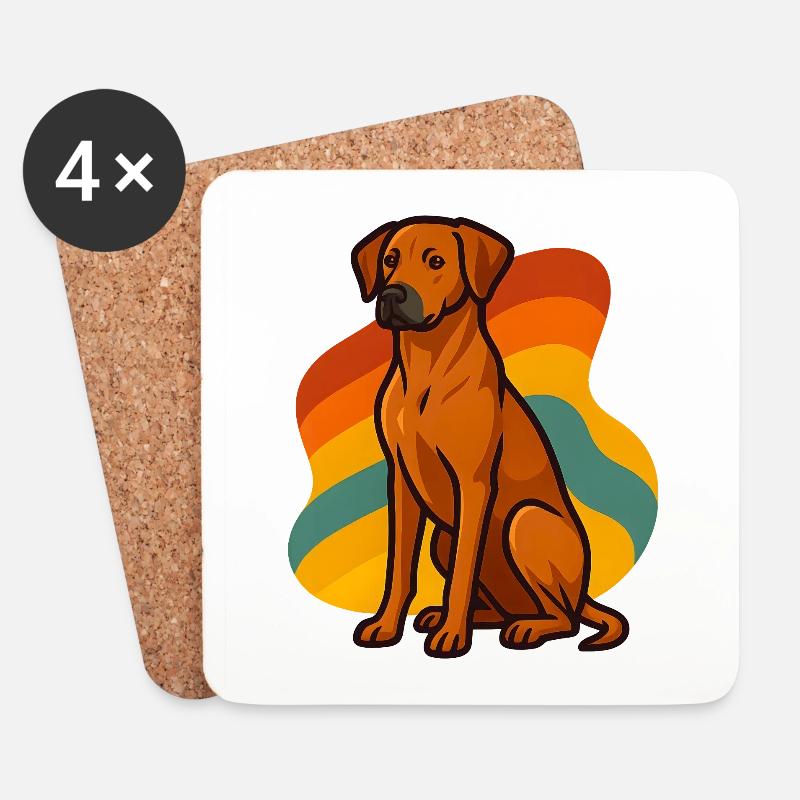 Retro Rhodesian Ridgeback Hund - Untersetzer (4er-Set) - Weiß