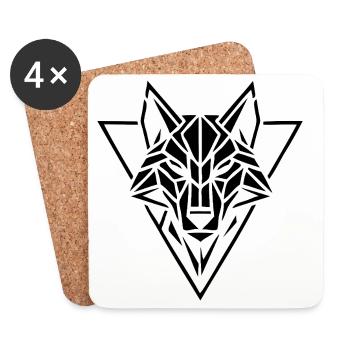 Alpha Spirit Geometric Wolf T-Shirt - Untersetzer (4er-Set) - Weiß - Vorne