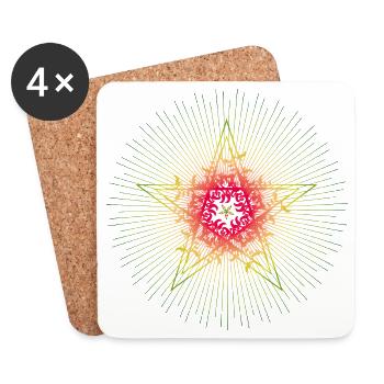 Poinsettia éclatant en look mandala - Dessous de verre (lot de 4) - blanc - Devant