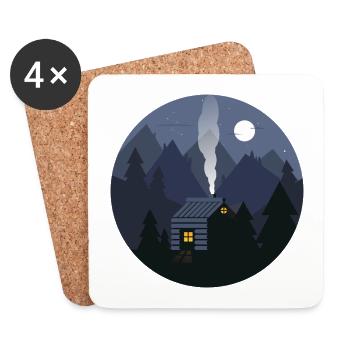 Nightfall Cabin in Pines - Coasters (set of 4) - white - Front