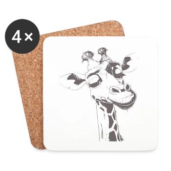 Chill Giraffe Tier Gekritzel - Untersetzer (4er-Set) - Weiß - Vorne