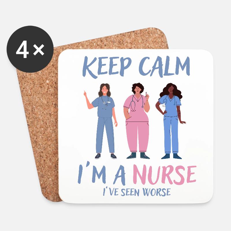 Bleib ruhig, ich bin Krankenschwester - Untersetzer (4er-Set) - Weiß