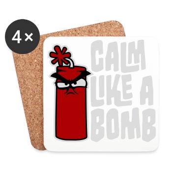 Calme comme une bombe Paradoxe Ironie Humour Blague explosive - Dessous de verre (lot de 4) - blanc - Devant
