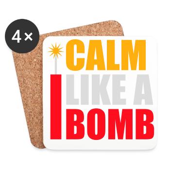 Calme comme une bombe Paradoxe Ironie Humour Blague explosive - Dessous de verre (lot de 4) - blanc - Devant