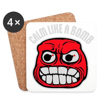 Calme comme une bombe Paradoxe Ironie Humour Blague explosive - Dessous de verre (lot de 4) - blanc - Devant