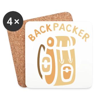 Backpacker Comic Rucksack Design - Untersetzer (4er-Set) - Weiß - Vorne