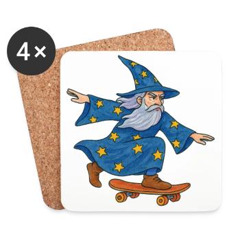 Starry Wizard Skateboard - Dessous de verre (lot de 4) - blanc - Devant