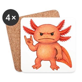 Crimson Ember Axolotl  - Coasters (set of 4) - white - Front