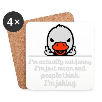 Ente Mittelfinger Not Funny Mean People Think Joke - Untersetzer (4er-Set) - Weiß - Vorne