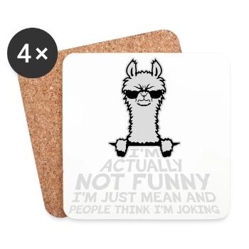 Lama Alpaga Pas Drôle Juste Méchant Les gens pensent Blague - Dessous de verre (lot de 4) - blanc - Devant