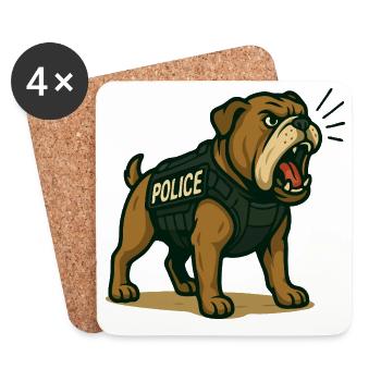 Polizei Bulldogge Illustration - Untersetzer (4er-Set) - Weiß - Vorne