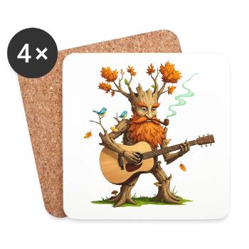 Fantasy Tree Guitar Player T-Shirt - Dessous de verre (lot de 4) - blanc - Devant