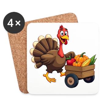 Thanksgiving Lustiger Thanksgiving Truthahn - Untersetzer (4er-Set) - Weiß - Vorne