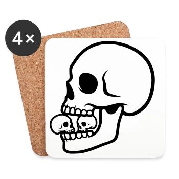 Macabre Skull | Horror Design - Coasters (set of 4) - white - Front