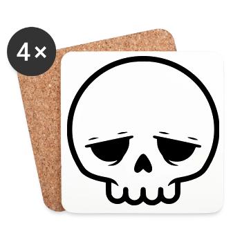 Crâne triste | Emo & Goth Design - Dessous de verre (lot de 4) - blanc - Devant