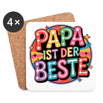 Papa Ist Der Beste – Pop-Art Farbspiel - Untersetzer (4er-Set) - Weiß - Vorne