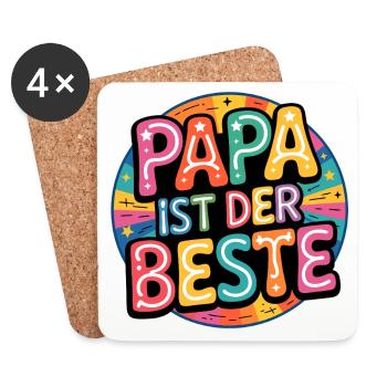 Papa ist der Beste - Untersetzer (4er-Set) - Weiß - Vorne